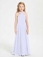 Robes de Demoiselles d'Honneur Junior Longues à Décolleté Grec Lavande