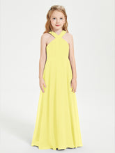 Robes de Demoiselles d'Honneur Junior Longues à Décolleté Grec Citron