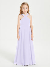 Robes de Demoiselles d'Honneur Junior Longues à Décolleté Grec Lilas