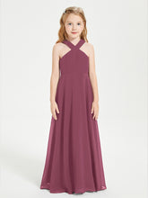 Robes de Demoiselles d'Honneur Junior Longues à Décolleté Grec Mûre