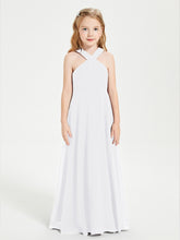 Robes de Demoiselles d'Honneur Junior Longues à Décolleté Grec Blanc