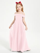 Chic Robes de Demoiselles d'Honneur Junior Hors de l'Épaule Rose Pâle