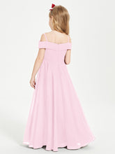 Chic Robes de Demoiselles d'Honneur Junior Hors de l'Épaule Rose Bonbon