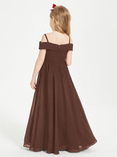 Chic Robes de Demoiselles d'Honneur Junior Hors de l'Épaule Chocolat