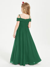 Chic Robes de Demoiselles d'Honneur Junior Hors de l'Épaule Vert Foncé