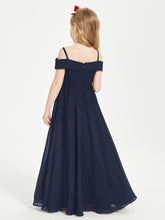 Chic Robes de Demoiselles d'Honneur Junior Hors de l'Épaule Bleu Marine