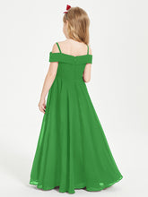Chic Robes de Demoiselles d'Honneur Junior Hors de l'Épaule Vert