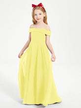 Chic Robes de Demoiselles d'Honneur Junior Hors de l'Épaule Citron