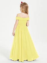 Chic Robes de Demoiselles d'Honneur Junior Hors de l'Épaule Citron