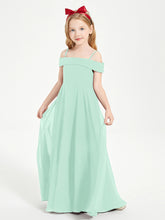 Chic Robes de Demoiselles d'Honneur Junior Hors de l'Épaule Vert Menthe