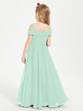 Chic Robes de Demoiselles d'Honneur Junior Hors de l'Épaule Vert Menthe
