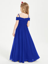 Chic Robes de Demoiselles d'Honneur Junior Hors de l'Épaule Bleu Royale