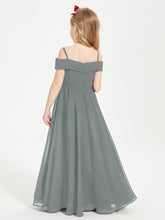 Chic Robes de Demoiselles d'Honneur Junior Hors de l'Épaule Gris Acier