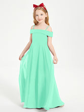 Chic Robes de Demoiselles d'Honneur Junior Hors de l'Épaule Turquoise