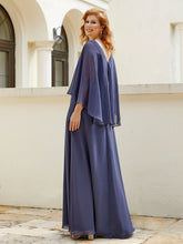 Robe de A-ligne en Mousseline à Col en V avec Volants Perlé en Cascade Orageux