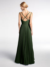 Jupe Plissée à Doubles Bretelles avec Auto-nœud Olive Verte