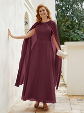 Robe de A-ligne à Col en Bijou Longueur de Mollet en Mousseline Cabernet
