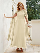 Robe de A-ligne à Col en Bijou Longueur de Mollet en Mousseline Champagne