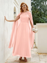 Robe de A-ligne à Col en Bijou Longueur de Mollet en Mousseline Corail