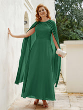 Robe de A-ligne à Col en Bijou Longueur de Mollet en Mousseline Vert Foncé