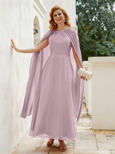 Robe de A-ligne à Col en Bijou Longueur de Mollet en Mousseline Dusk