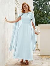 Robe de A-ligne à Col en Bijou Longueur de Mollet en Mousseline Brume
