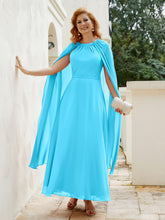 Robe de A-ligne à Col en Bijou Longueur de Mollet en Mousseline Piscine