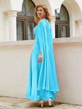 Robe de A-ligne à Col en Bijou Longueur de Mollet en Mousseline Piscine