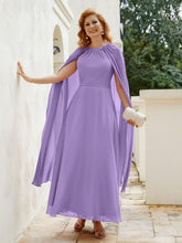 Robe de A-ligne à Col en Bijou Longueur de Mollet en Mousseline Tahiti