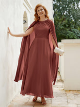 Robe de A-ligne à Col en Bijou Longueur de Mollet en Mousseline Terracotta