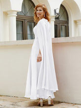 Robe de A-ligne à Col en Bijou Longueur de Mollet en Mousseline Blanc