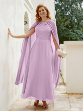 Robe de A-ligne à Col en Bijou Longueur de Mollet en Mousseline Glycine