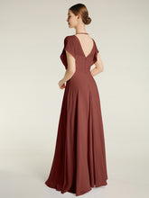 Encolure En V Mousseline Maxi Robes Avec Fente terracotta