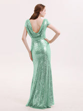 Paillettes Dentelle Robe Demoiselle d'honneur avec Mancheron Vert Menthe
