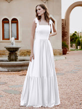 Robe Longueur au Sol en Mousseline à Encolure Carrée Blanc