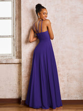 Robe Demoiselle d'Honneur Mousseline à Col Licou Longueur au Sol Régence