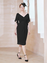 Robe en Mousseline à Col en V Orné de Strass Noir