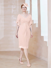 Robe en Mousseline à Col en V Orné de Strass Rose Perle