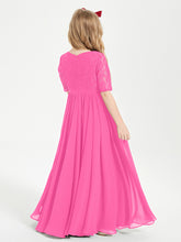 Robes de Demoiselle d'Honneur Junior en Dentelle à Demi-Manches Azalée