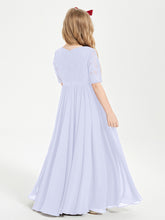 Robes de Demoiselle d'Honneur Junior en Dentelle à Demi-Manches Lavande