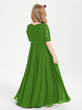 Robes de Demoiselle d'Honneur Junior en Dentelle à Demi-Manches Mousse