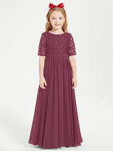 Robes de Demoiselle d'Honneur Junior en Dentelle à Demi-Manches Mûre