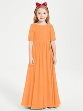 Robes de Demoiselle d'Honneur Junior en Dentelle à Demi-Manches Orange