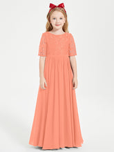 Robes de Demoiselle d'Honneur Junior en Dentelle à Demi-Manches Crépuscule