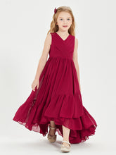 Boho Robes de Demoiselles d'Honneur Junior à Jupe en Cascade Bordeaux