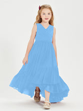 Boho Robes de Demoiselles d'Honneur Junior à Jupe en Cascade Bleu