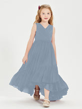 Boho Robes de Demoiselles d'Honneur Junior à Jupe en Cascade Bleu Poudré