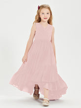 Boho Robes de Demoiselles d'Honneur Junior à Jupe en Cascade Rose Poudré