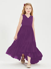 Boho Robes de Demoiselles d'Honneur Junior à Jupe en Cascade Raisin