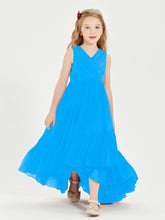 Boho Robes de Demoiselles d'Honneur Junior à Jupe en Cascade Bleu Océan